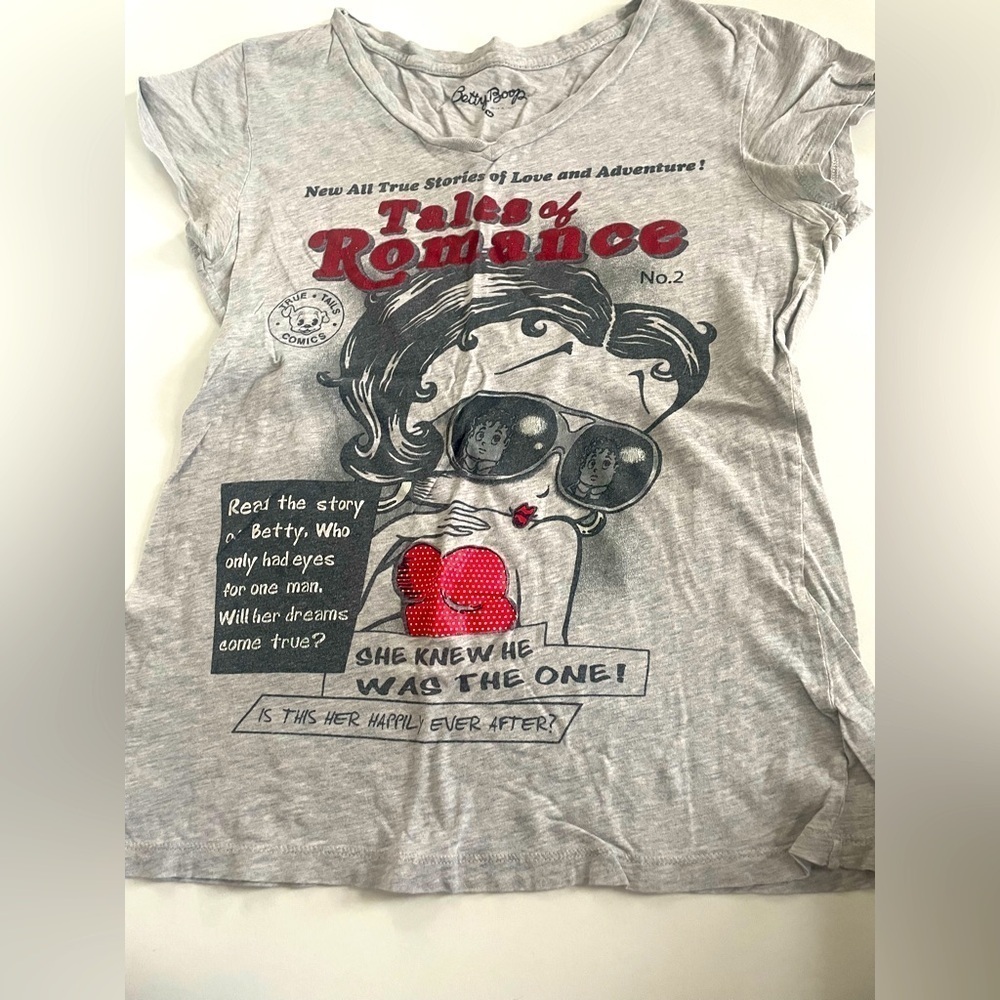 Betty Boop Tales of Romance shirt size M gray vintage